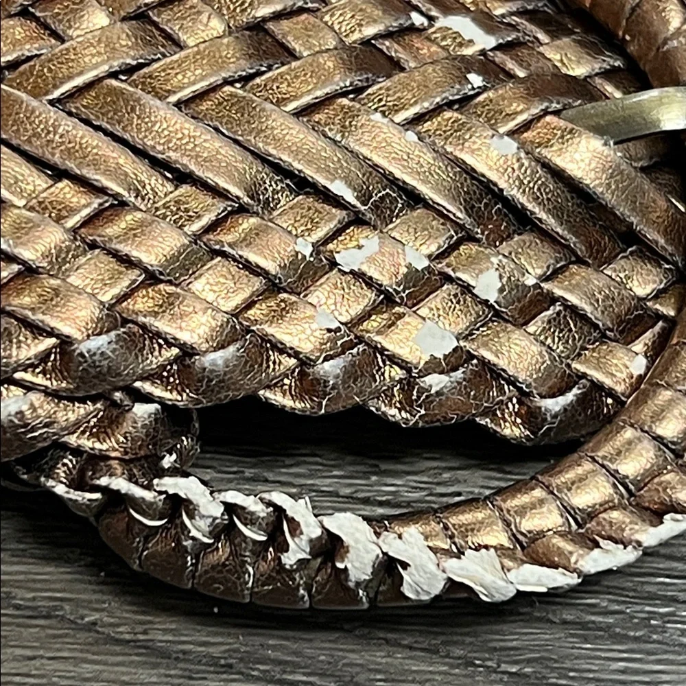 Braided Gold Belt with Circular Buckle